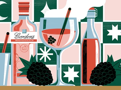 Stylist x Gordons Gin - Festive Cocktails colour design editorial editorial illustration food gin illustration print