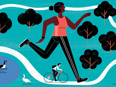 The Telegraph x Fitbit colour design editorial illustration fitness health illustration line print shape wellness