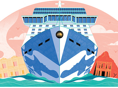 Journey Magazine - Princess Cruises boat colour cruise design editorial illustration illustration print