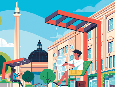 NE1 Newcastle Summer in the City 2021 colour design editorial illustration illustration print