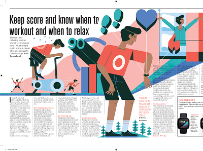 The Telegraph x Fitbit colour design editoral editorial illustration illustration print