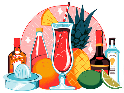 The Sumptuous History Of The Singapore Sling - Culture Trip beverage colour design editoral editorial illustration food illistration illustration print