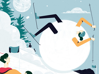 Skiing - The Telegraph colour editorial illustration illustration print skiiing snow travel