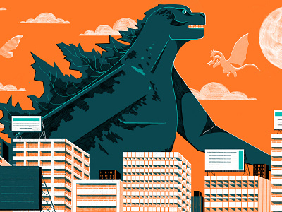 Why Godzilla Is So Popular In Japan - Culture Trip colour design editoral editorial illustration godzilla illustration japan kaiju print