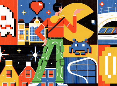A Video Game Lover s Guide to Amsterdam - Culture Trip colour computer games design editoral editorial illustration gaming illustration pixel art print