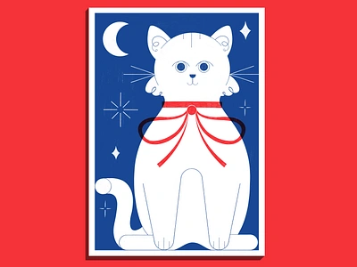 White Cat - Risograph Print colour design editoral editorial illustration illustration print risography