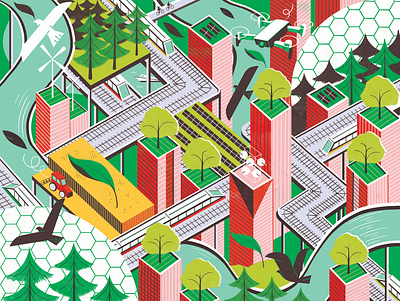 Die gute Stadtluft - Zeit architecture colour design editoral editorial illustration illustration print