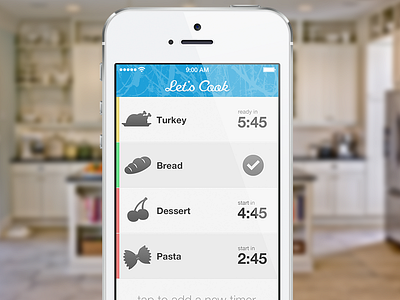 Let's Cook UI app interface iphone kitchen timer ui utility