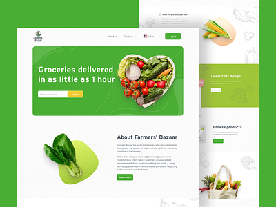 Farmers' Bazaar commerce design ecology flat food food delivery minimal organic food typography ui user interface ux web website