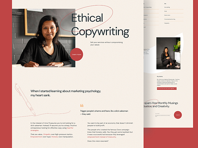 Copywriter's portfolio website copywriting design elegant minimal ui user interface ux web