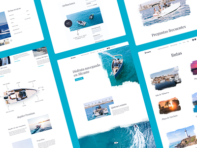 Rent a boat boats clean design elegant illustration minimal rent sea travel ui user interface ux web