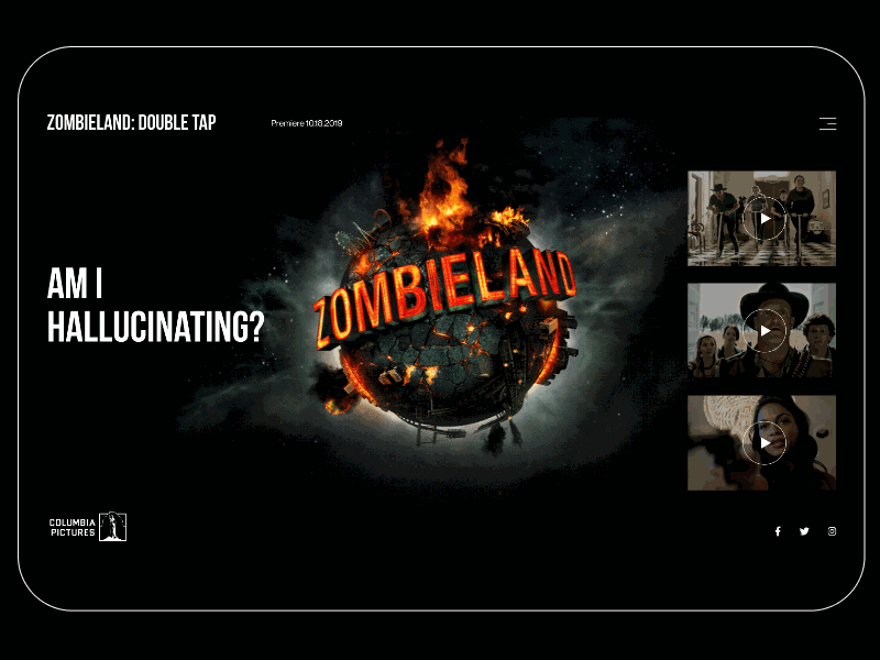 Zombieland Promo Website Concept animation film minimal promo ui ux web design website zombie zombieland