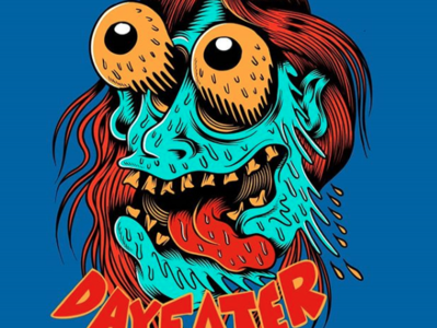 Dayeater - t-shirt design beach california dayeater design flat illustration logo punk rock skate skateboard graphics skateboarding art summer sun surf typography