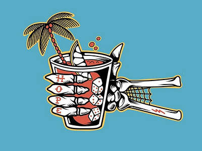 Hope Cocktail beach california cocktail design flat illustration logo palm trees punk rock skate skateboard graphics skateboarding art summer sun surf