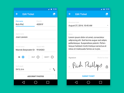 Material Design Form android android l form material design ticket