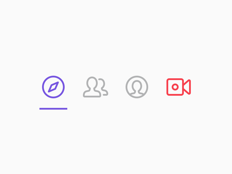 Tab bar icons tab bar vector stroke iconography icons livestream ios crowdfunding broadcast app ui