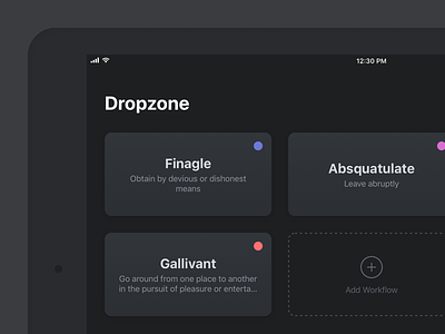Dropzone tablet automation dark ui drag and drop dropzone ios 11 tablet workflow