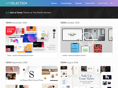 WPSelected - Hall Of Fame Page awards corporate creative design identity rewards template theme ui ux web website wordpress