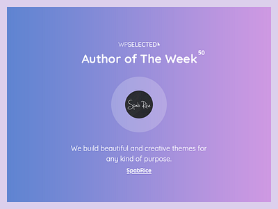 WPSelected - Author of The Week - 50 awards creative design rewards template theme ui ux web website wordpress