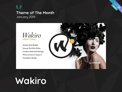 WPSelected Theme Of The Month January 2019 Wakiro agency awards creative design gallery photography portfolio rewards template theme ui ux web webdesign website wordpress