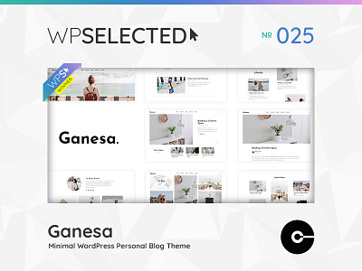 WPSelected Winner Series 025 blog blogging creative design editorial journal magazine minimal template theme ui ux web webdesign website wordpress