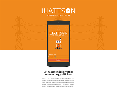 Wattson application site android app app branding flat flat design icons website