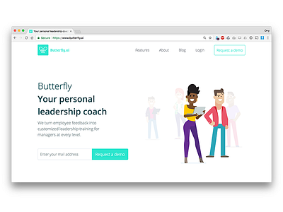 New Butterfly Website butterfly front end hr teams landing page leadership manager sketch ui ux website