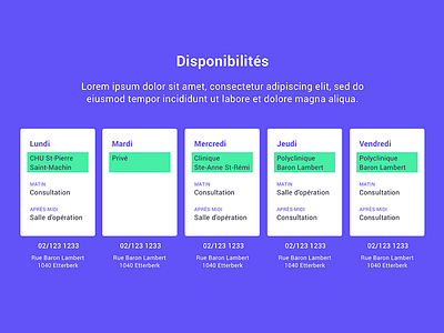 Availability map calendar doctor schedule ui ux