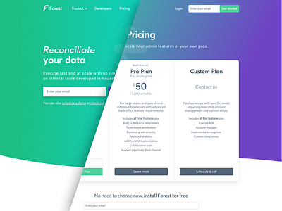 Forest Admin - Pricing Page admin back office dashboard forest landing page pricing pricing page table webpage