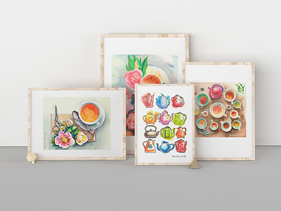 Watercolor illustrations design drawing frame illustration typography water color