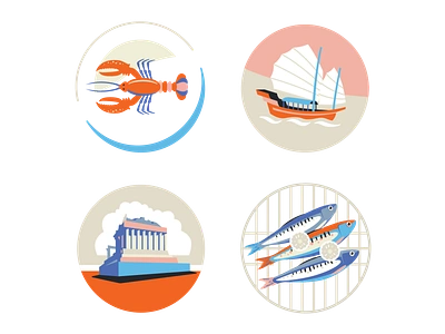 crooked trails marketing acropolis app app design branding cuisine design flat icon illustration junk lobster logo mediterranean parthenon sailing sailing ship seafood ui ux vector