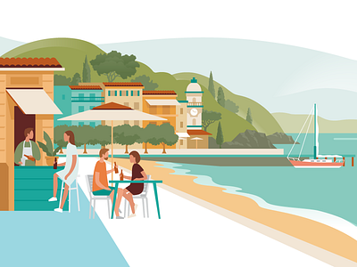 Travel collection – Cinque Terre bistro branding cafe cinque terre design flat illustration italianriviera italy logo mediterranean sailboat sailing travel ui ux vacation vector vernazza web