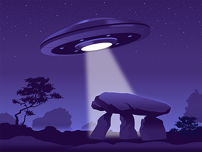 Cultural encounter alien design dolmen illustration ufo