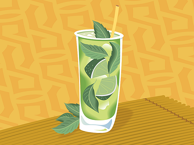 Mojito design happy hour illustration lime mint mint leaves mixed drink mojito rum