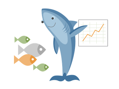 enterprise sales branding design fish flat icon illustration instructor logo school of fish sealife shark teacher ui ux vector