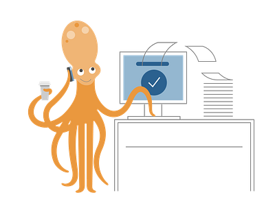 billing billing branding business design flat icon illustration logo octopus sealife software ui ux vector