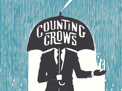 Counting Crows Rain King concert poster counting crows gig poster lino print linocut linoleum rain king rock poster art rockswell von freter