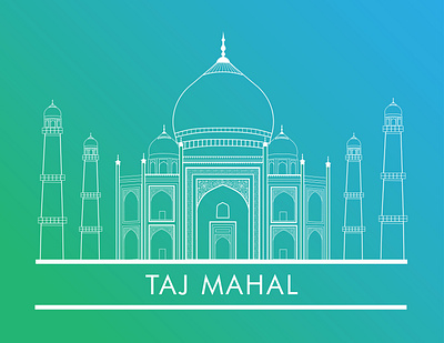 Taj Mahal illustration agra architecture building city flat gradient illustration india landmark line art minimal art monument tajmahal vector