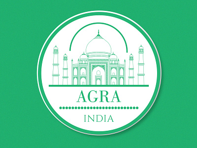 Agra Sticker agra architecture badge city flat green illustration india indian culture line art minimal art monument sticker vector