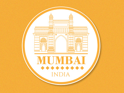 Mumbai Sticker badge city city illustration dribbble flat illustration india line art minimal minimal art monument mumbai sticker texture tourism typography vector yellow