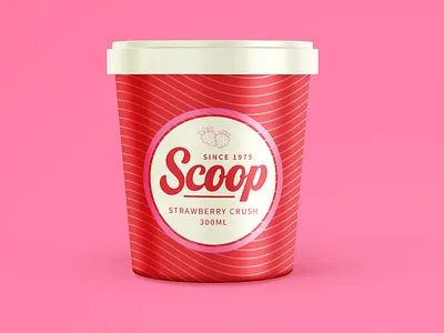 Weekly Warmup #07- Scoop branding dribbble dribbbleweeklywarmup ice cream ice cream logo illustration logomark logotype packagedesign packaging packagingdesign scoop strawberry vector weekly challenge weeklywarmup