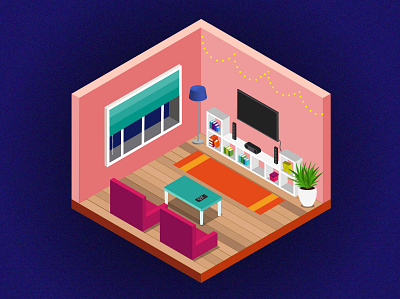 Isometric Room design illustration isometric isometric illustration living room vector