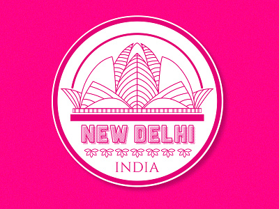 Weekly Warm up #01- Hometown Sticker badge dribbble flat illustration india line art logo lotus lotus temple minimal art new delhi pink sticker temple vector weekly warm up