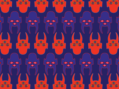 Masked #06 blue demon design dribbble flat illustration mascot mask minimal art pattern design patttern procreate repeating pattern repetition vector