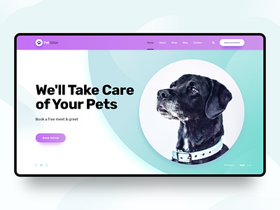 Pet Sitter agency design dog header modern pet pet sitter pet slide rezfelix slide slider typography ui ux web web design webdesign website wordpress