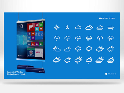 Windows 10 Cortana | Digital Display Kiosk (Weather Icons) 3d design conceptual holography icon set iconography vector visualization voice assistant