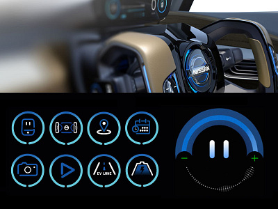 Nissan IDS: GUI Iconography conceptual hmi icon set iconography ui design visualization