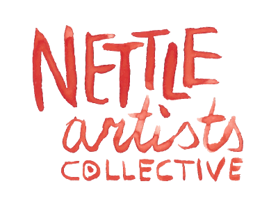 Artists Collective Logo art hand lettering handdrawn lettering logo messy red reject script watercolor