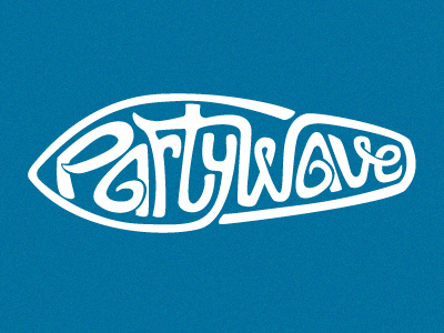 Rejected logo for a surfing related site blue hand lettering retro surf board surfing