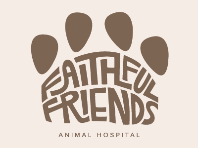 Animal Hospital Logo animal clinic hand drawn lettering paw print typography veterinarian